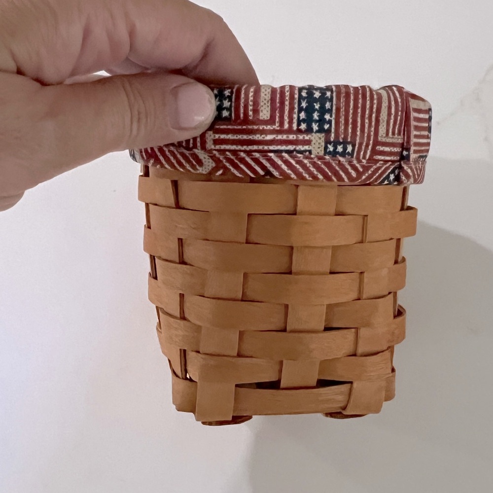Longaberger Pen/Pencil Basket with American Flag Red and Blue Liner